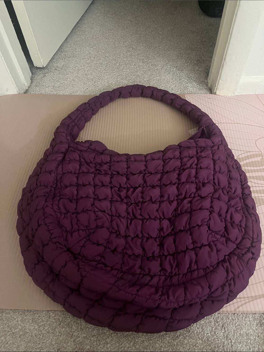 COS Large Quilted Purple Hobo Bag